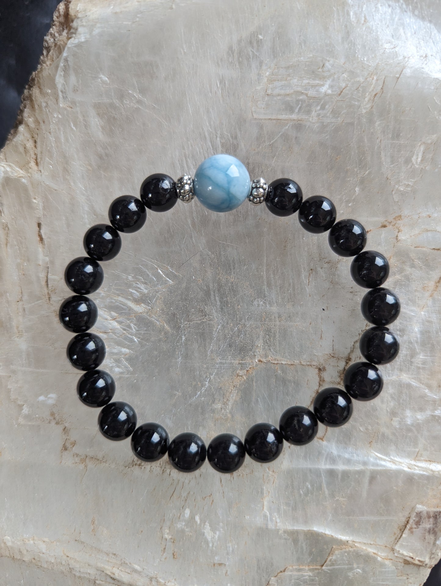 Larimar guru & black tourmaline bracelet