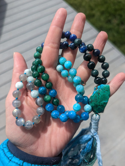 Ocean Vibes 88 bead gemstone mala!