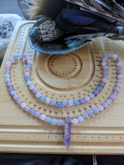 Dreamy Lavender quartz 72 bead mala