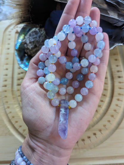 Dreamy Lavender quartz 72 bead mala