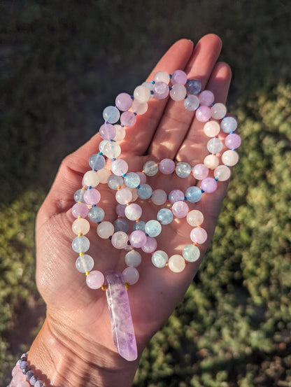 Dreamy Lavender quartz 72 bead mala