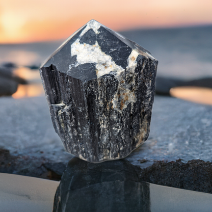 Black tourmaline raw specimen