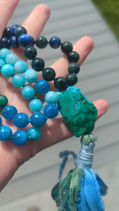 Ocean Vibes 88 bead gemstone mala!