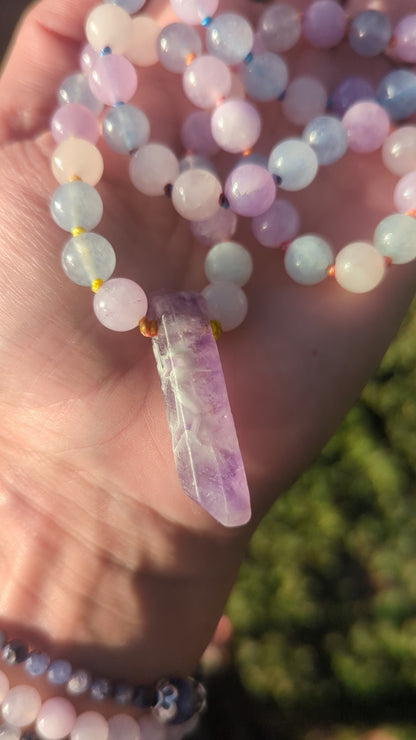 Dreamy Lavender quartz 72 bead mala