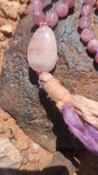 Lepidolite & rhodochrosite 88 mala!